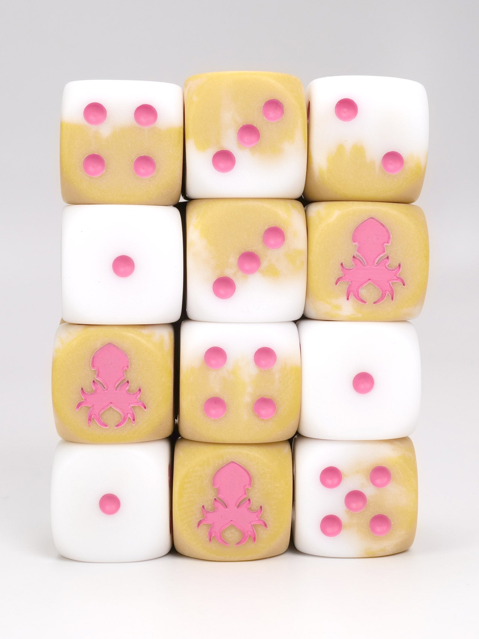 Strawberry Latte D6 with Pips 12pc Dice Set